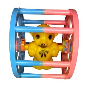 Spinning Bear Vintage Toy 4 1/4" Rolling Bear Hard Plastic Baby Toddler Retro